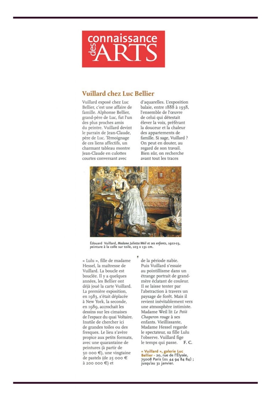 Coupure de presse — Vuillard chez Luc Bellier