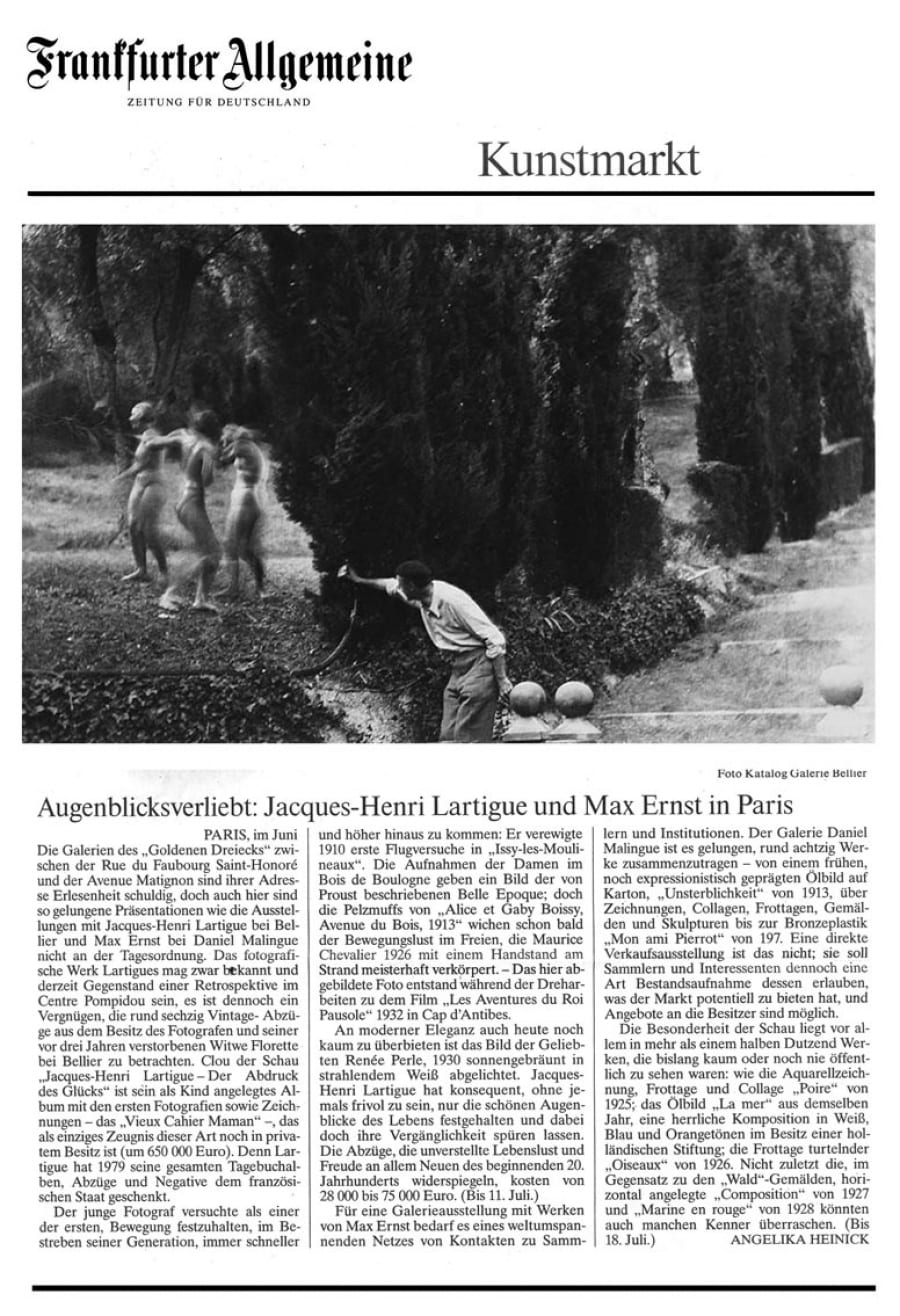 Coupure de presse — Augenblicksverliebt: Jacques-Henri Lartigue und Max Ernst in Paris