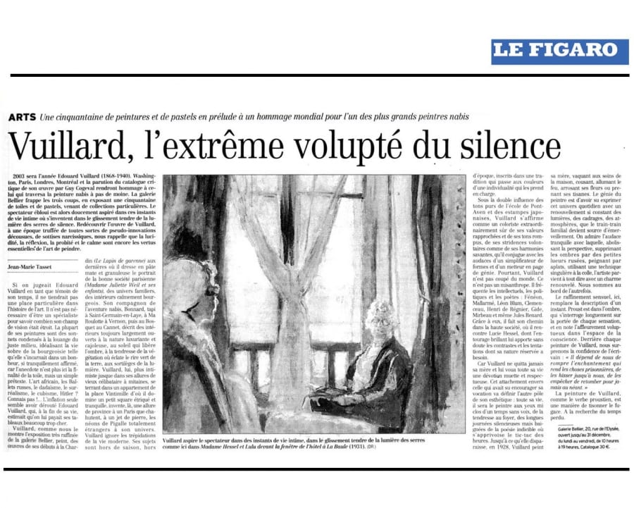Coupure de presse — Vuillard : L’extrême volupté du silence