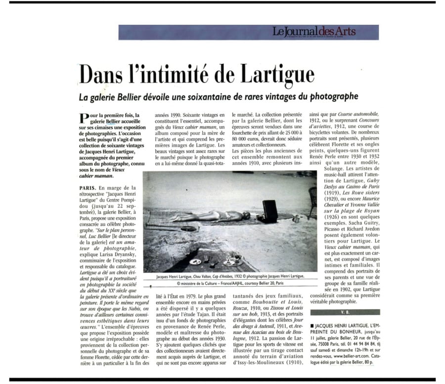 Coupure de presse — Dans l’intimité de Lartigue