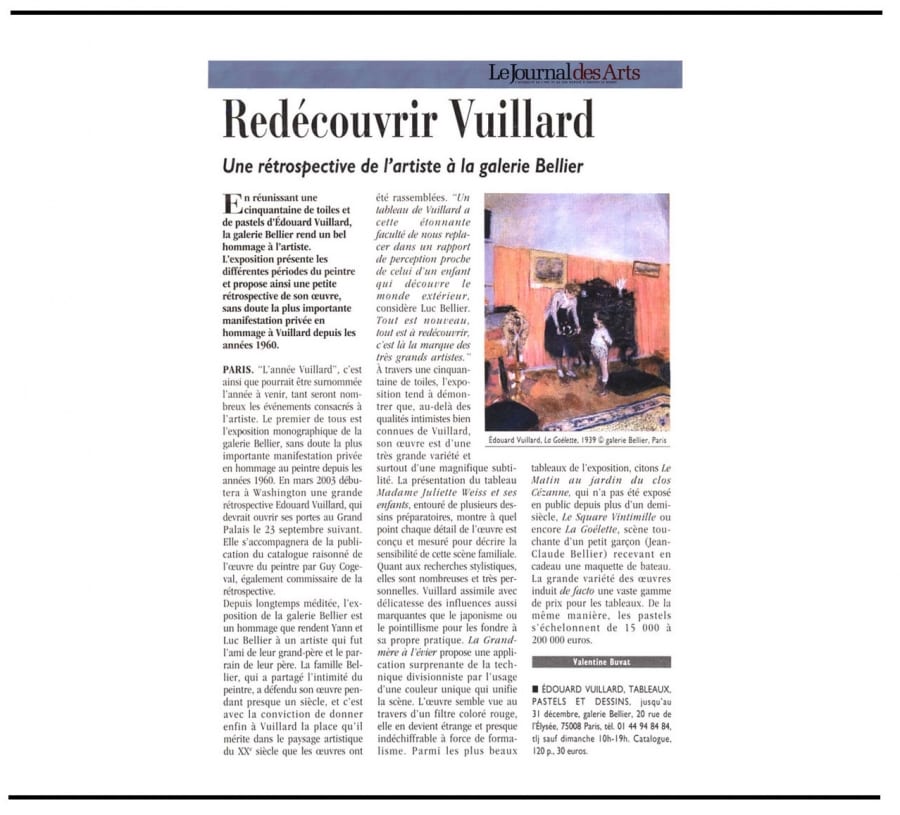 Coupure de presse — Redécouvrir Vuillard