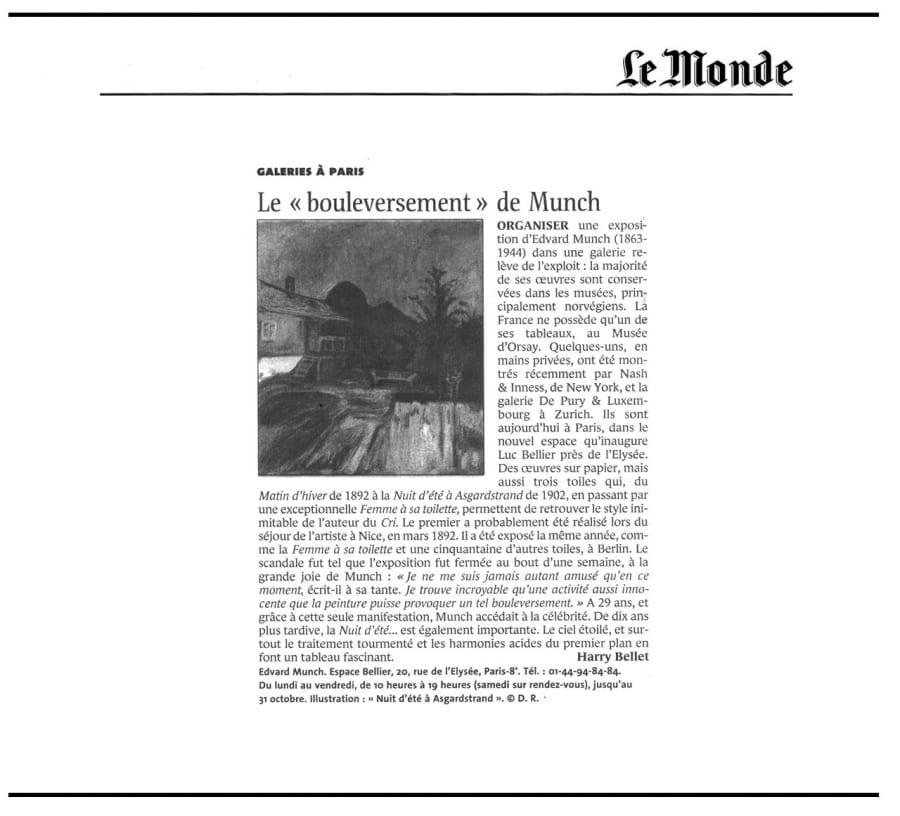 Coupure de presse — Le « bouleversement » de Munch