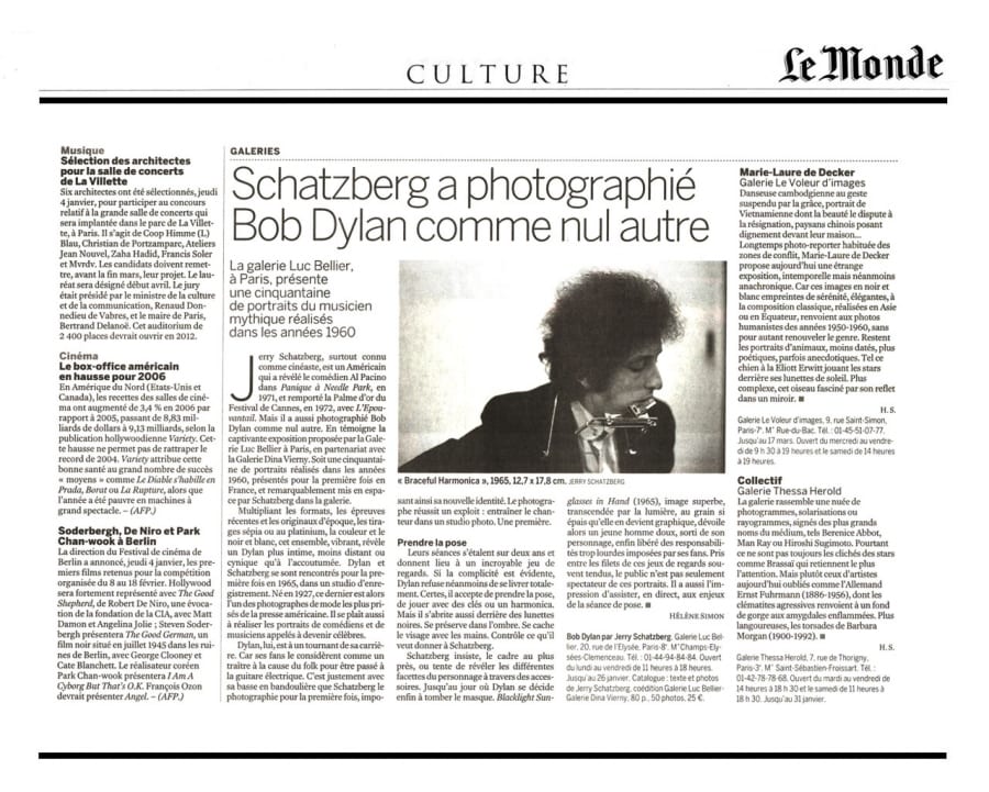 Coupure de presse — Schatzberg a photographié Bob Dylan comme nul autre