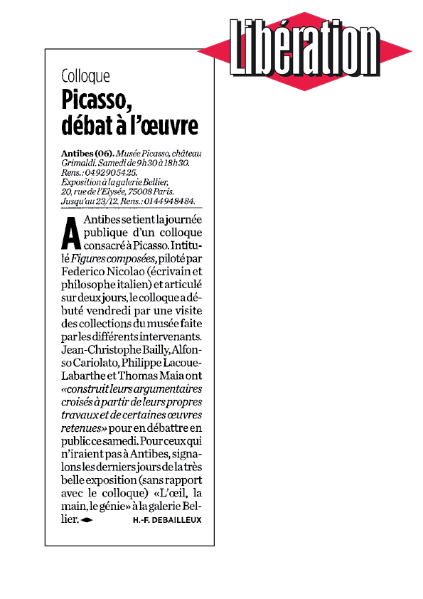 Coupure de presse — Picasso, débat à l’œuvre