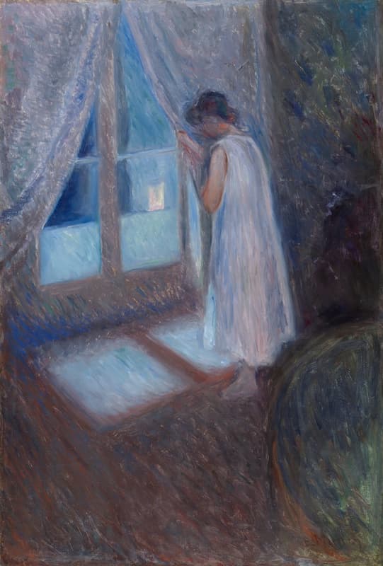 Girl looking through the window