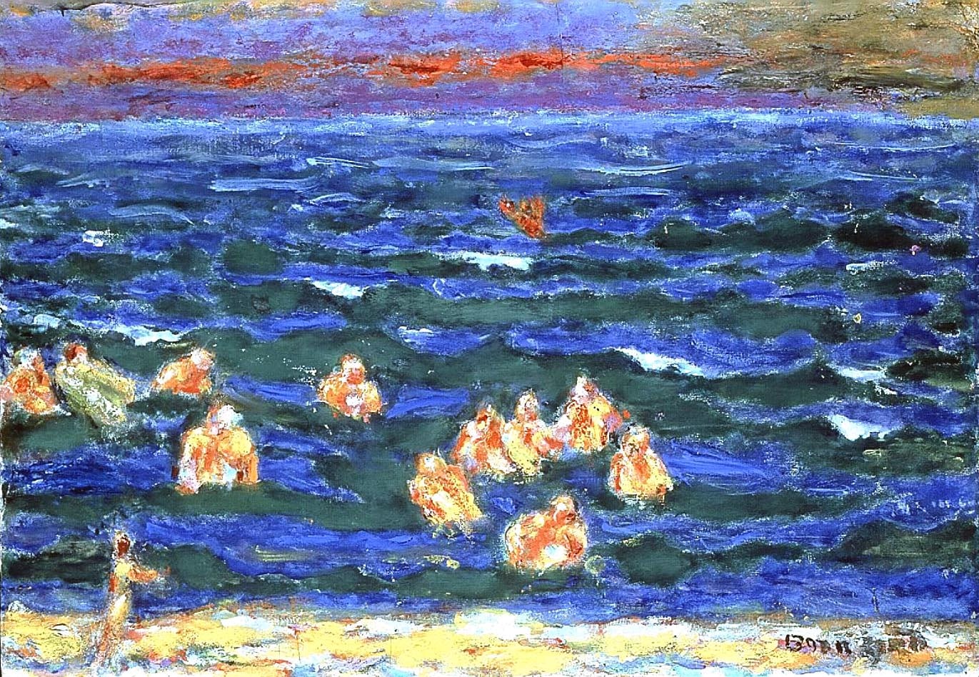 Pierre Bonnard, Baigneurs à la fin du jour, c.1945. Ancienne collection Tériade, vendu au musée Nationnal Pierre Bonnard.