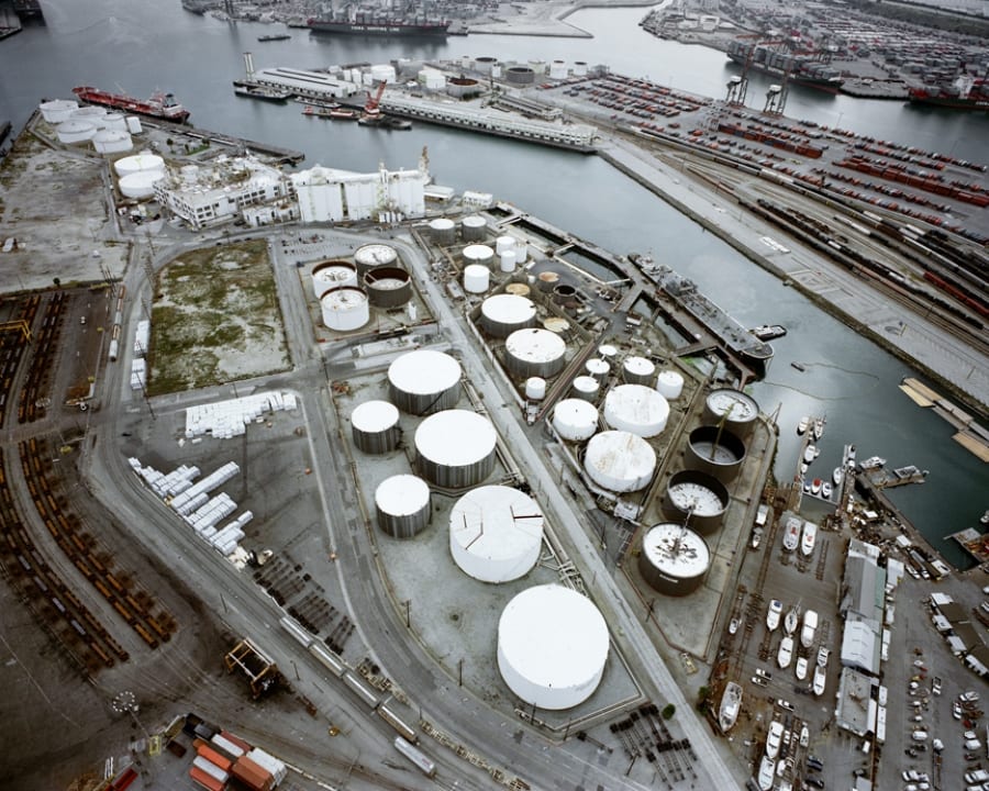 13. Valero and Shell Terminals on Mormon Island Looking South; China Shipping Line Terminals in Distance, CA, 2006 13. Valero and Shell Terminals on Mormon Island Looking South; China Shipping Line Terminals in Distance, CA, 2006